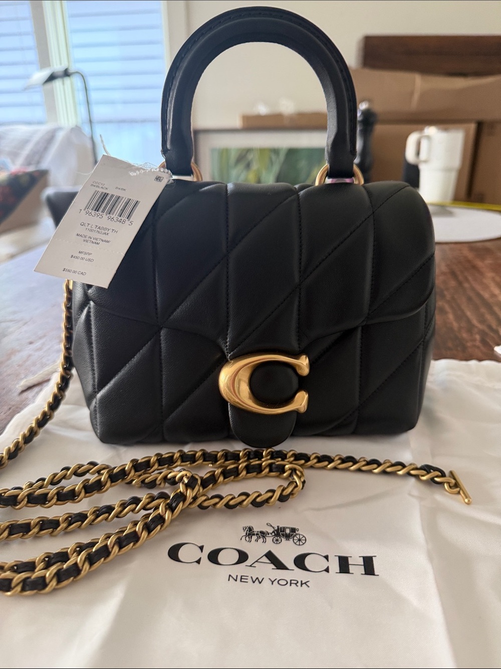 ✨Coach Tabby Quilted Napa Leather Top-Handle Bag with Gold & Leather Strap ✨